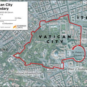 Map showing the land boundary between Italy and Vatican City